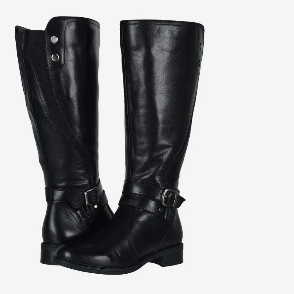 David Tate Saratoga - Extra Wide Calf Black Leather Boots